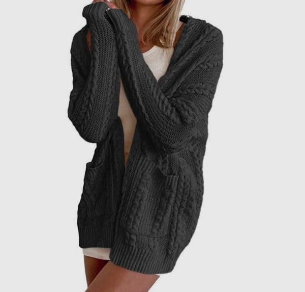 Cable casual long cardigan